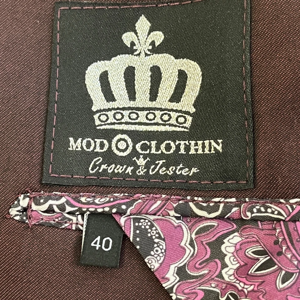 Mens Gothic Victorian Blazer Sz 40 Steampunk Jacket Deep Burgundy Satin Formal. - Image 3 of 4