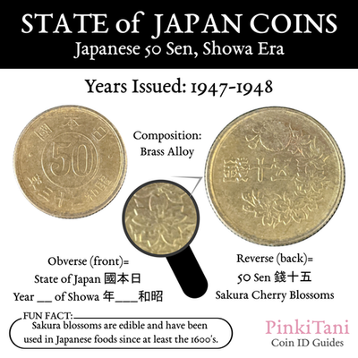 1948, Year 23 of Showa Era, State of Japan, 50 Sen Sakura