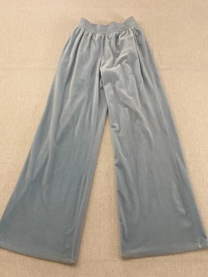 Pantalones de salón Forever 21 para mujer S azul terciopelo pierna ancha cintura elástica pull-on - Imagen 1 de 4