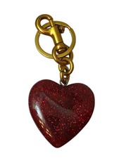 Red Glitter Large Red Heart Purse Charm Keychain Gold NWT