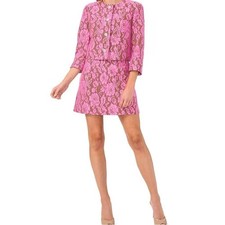CeCe Pink Lace Overlay Women's Jacket XS  Skirt 6 Set