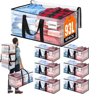 6-Pack Large Moving Bags with Backpack Straps & Strong Zippers, Heavy-Duty St...