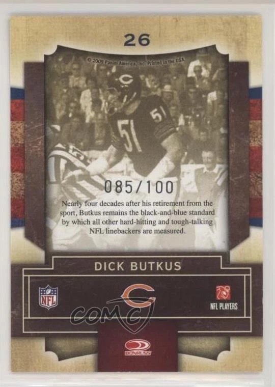 2009 Playoff Contenders Legendary Contenders Gold /100 Dick Butkus #26 HOF - Image 2 of 2