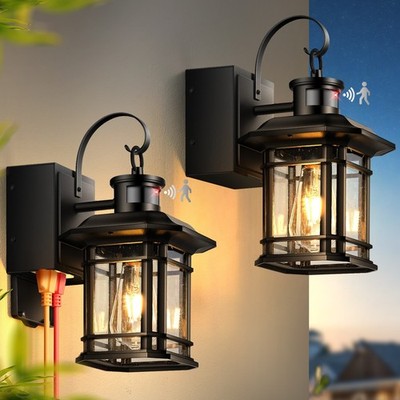 OPAXIS 3 Lighting Modes Motion Sensor Outdoor Lights with GFCI Outlet