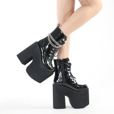Women's Super High Heels Platform Boots Lace Up Cosplay Ankle Boots Club Gothic