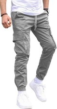 Bilitry Men Lt Gray Joggers Cargo Hiking Outdoor Pants size XL