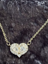 18 k yellow Gold Plated Necklace With Crystal Heart