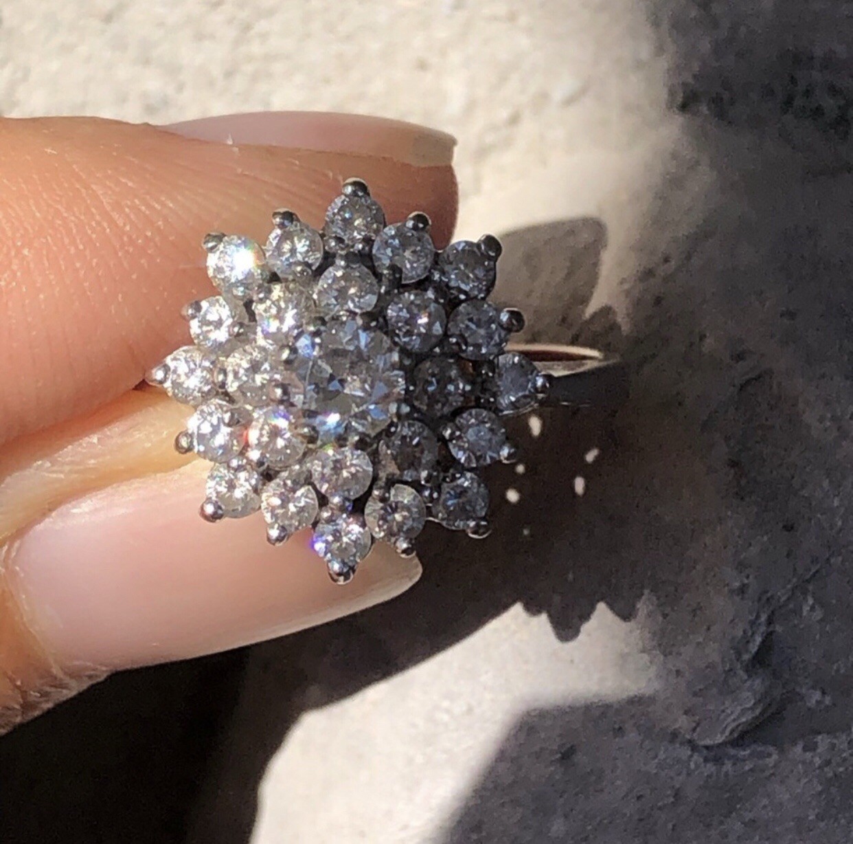 14k simulated Diamond Cluster Ring - image 5