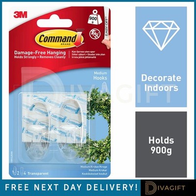 3M COMMAND CLEAR TRANSPARENT MEDIUM HAKEN 2 HAKEN UND 4 MEDIUM CLEAR STREIFEN NEU