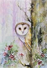 Woodland Owl Small Boxed Holiday Cards (20 cards, 21 self-sealing envelopes)