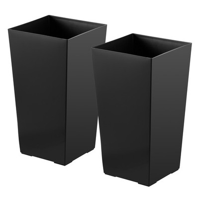 Uimoso Tall Planters Set of 2 - Modern 22'' Black Pots for Indoor & Outdoor Use