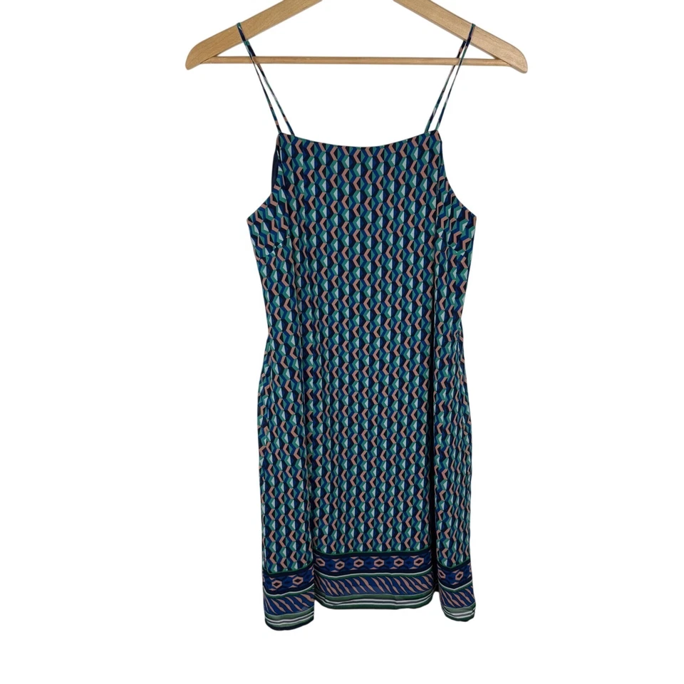 Mini Vestido sin Mangas Anthropologie Maeve Seda Estampado Geométrico Talla Pequeña Foto 2 de 4