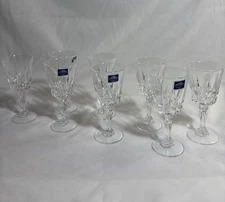 Set 6 Victoria France Crystal Cordial Glasses Cut Glass Liqueur Stems 4” NOS