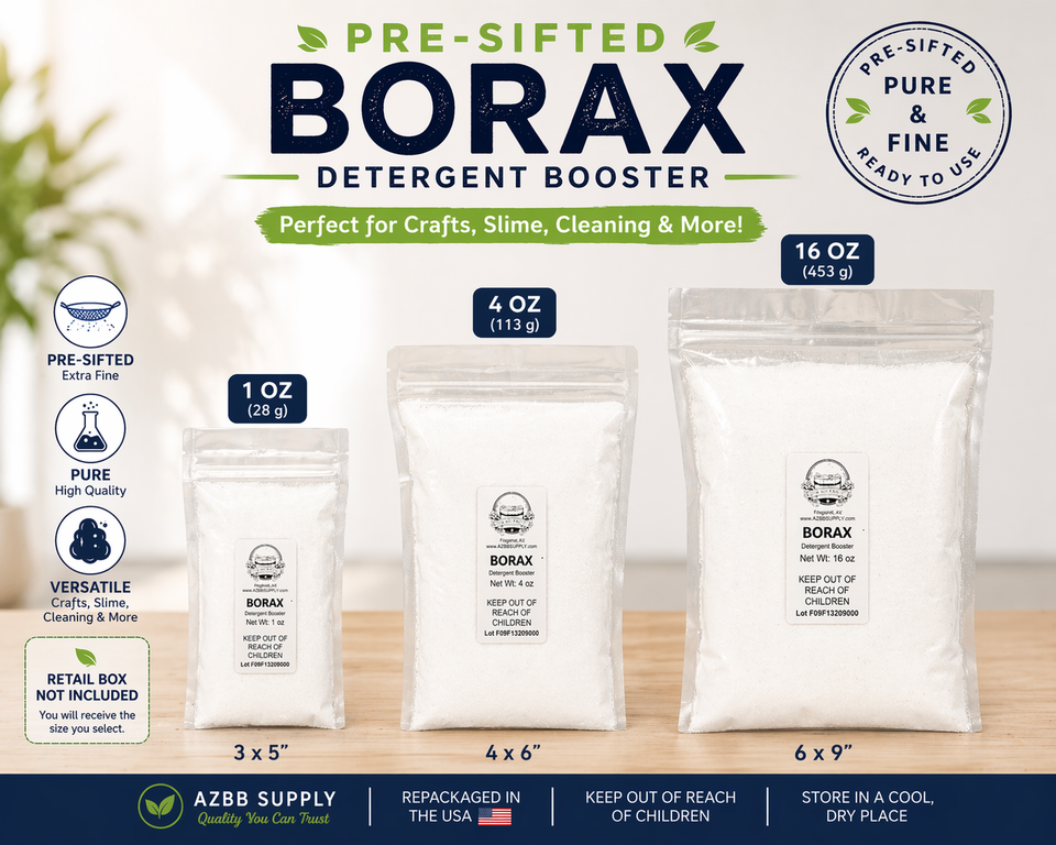 Pure Sodium Borate (Borax) – Pre-Sifted – For Crafts & Slime CHOOSE