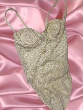 Rare Vintage 90s Made in usa Victoria s Secret Cr me Lace coquette Bodysuit
