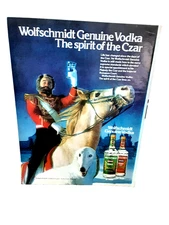 1981 Wolfschmidt Vodka Vintage Print Ad Spirit of the Czar Horse Dog