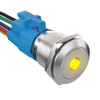 Push Button Switch 19mm Spot Light Latching Stainless Steel Push Color: Yellow