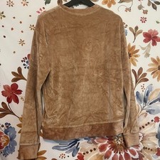Topshop Sz 4 Caramel Brown Velour Crew Neck Neutral Winter Spring Sweatshirt