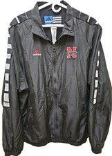 Vintage Adidas Nebraska Huskers Windbreaker Jacket LARGE Black Full Zip