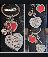 3 KEYCHAINS Teacher Appreciation School NEW IN BOX Christmas gifts Apple Thank