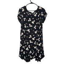 Torrid Black Floral Short Sleeve Distressed Trim Summer Dress Women Sz 0 Sz L