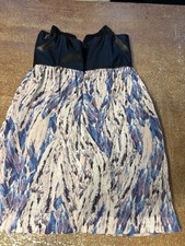 Ladakh Strapless Faux Leather Top Abstract Bottom Party Cocktail Sz 4 Free Ship