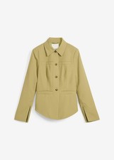 Damen Taillierte Hemdjacke mit einem spitzen Kragen Gr. 46 Olivkhaki Neu*