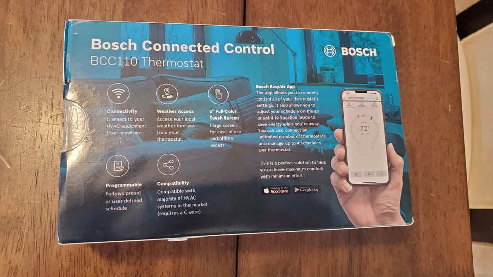 Bosch BCC110 WiFi Smart Thermostat 24VAC, Touchscreen (CWire Req.) - Image 4 of 4