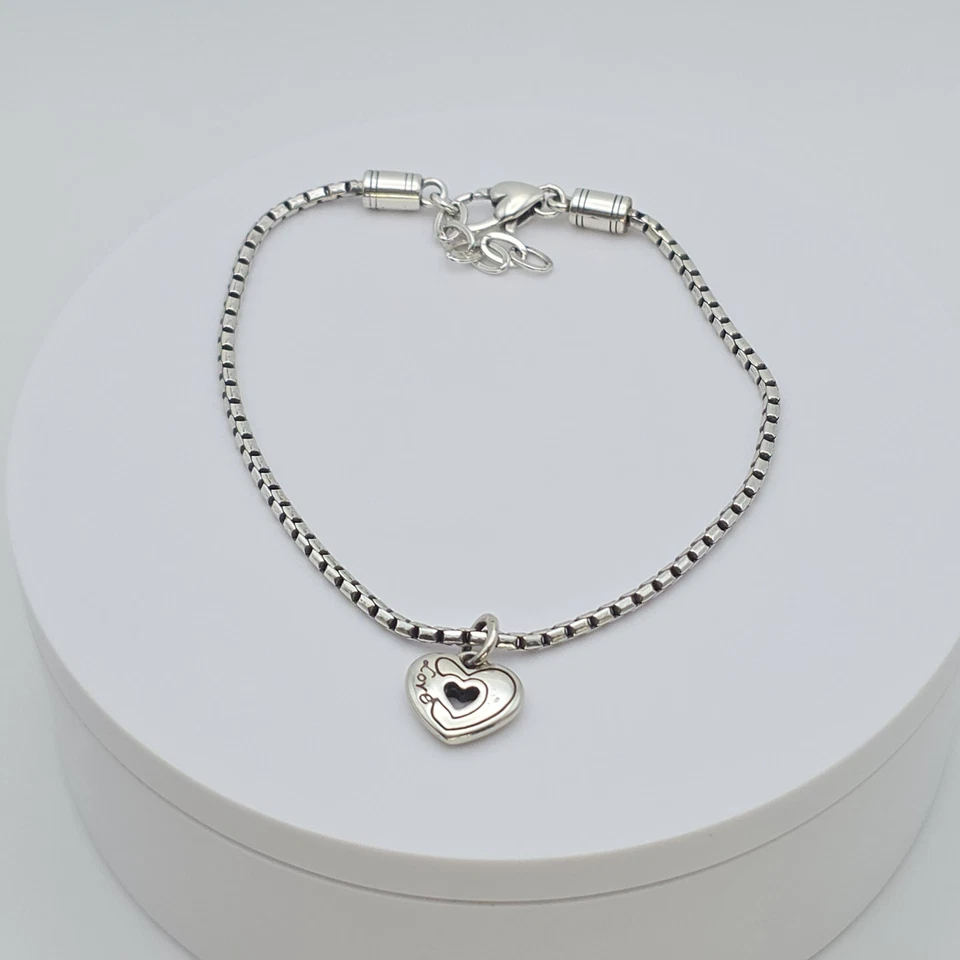 BRIGHTON 脚链心形饰品镀金和镀银圆形盒链 10 英寸免费 $HIP!! — 第 3/4 张图片