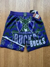 Milwaukee Bucks Mitchell & Ness Jumbotron 2.0 Sublimated Shorts Size Large NWT
