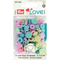 NäHfrei-DruckknöPfe Love Color Snaps Herz Rosa GrüN Hellblau Alle Prym 393030