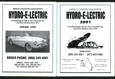 2 Hydro-E-Lectric Catalogs 1998 2001 Convertible Power Windows For Classic Cars