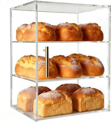 Clear Acrylic 3-Tier Pastry Display Case, Counter Bakery Stora