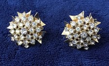Set 2 spille/pendenti vintage abbinati tono oro bianco strass stella