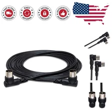 Optimized 3' Right-angle MIDI Cable for Various Music Equipment - Braided Design