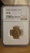 1910-C (Ottowa / Canada) King Edward VII Full Gold Sovereign NGC AU58 - Low mint