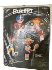 Vintage Bucilla Felt Jeweled Ornaments Kit - Good Sports - 48620 NOS - SEALED
