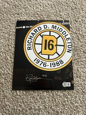 RICK MIDDLETON Signed Autographed 8x10 Photo BRUINS JERSEY RAFTERS BAS BECKETT D