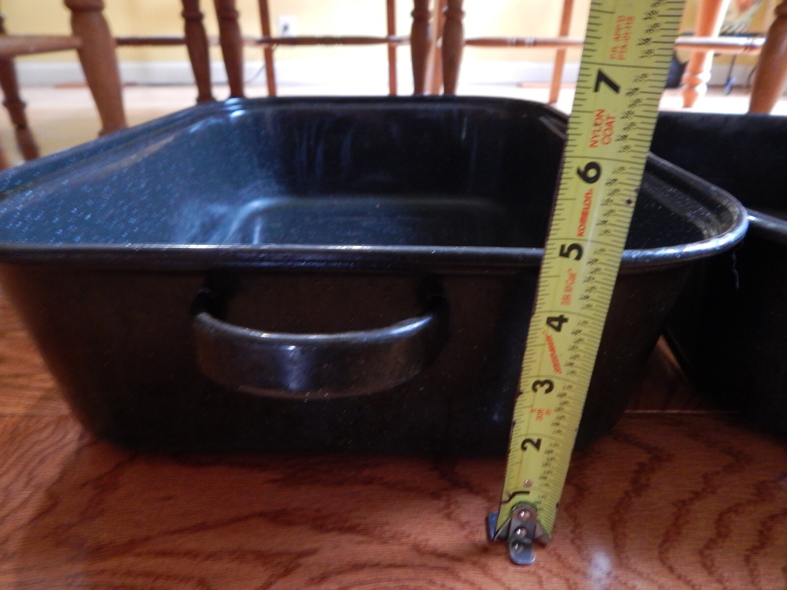 Vintage Enamelware Black Speckled Roasting Pan 18x13x9 eBay