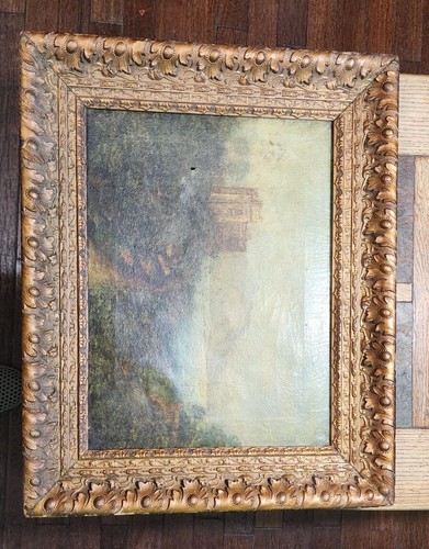 LARGE ORNATE VICTORIAN CARVED WOODEN "26" X "21" PAINTING FRAME w/OLD PICTURE - Picture 6 of 15