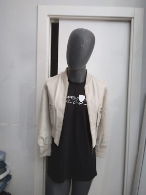L'Equipe Plus Genuine Leather Jacket Used Women Cream Size S XYC1215L
