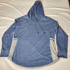 Serene Tangerine Pullover Hoodie Blue/Heather Gray Women's Large 22Wx28L SOFT