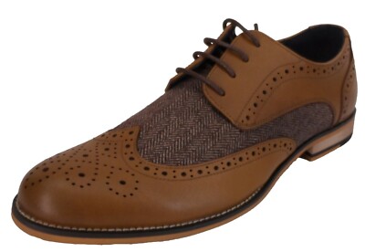 House of Cavani Mens Tan Herringbone 