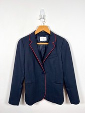 Sandro Blazer Jacket Womens 36 Uk 8 Navy Blue Polka Dot Formal Smart Wool Blend