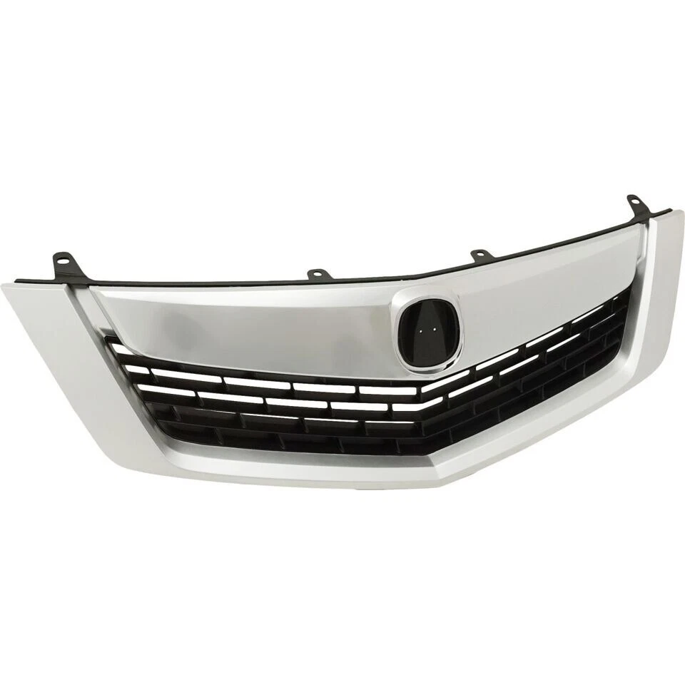 Fits 2009-2010 Acura TSX New Grille Black + Upper Lower Molding Trim Silver 3pc - Image 4 of 4
