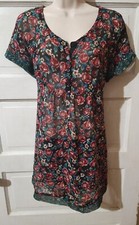 Charlotte Russe Large Floral Short Sleeve Dress Babydoll Sheer Mini