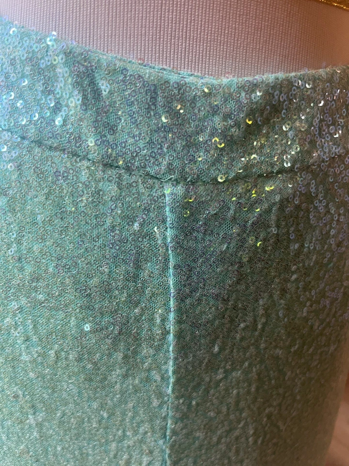 Pantalones Badgley Mischka Seafoam verde lentejuelas pierna ancha Foto 4 de 4