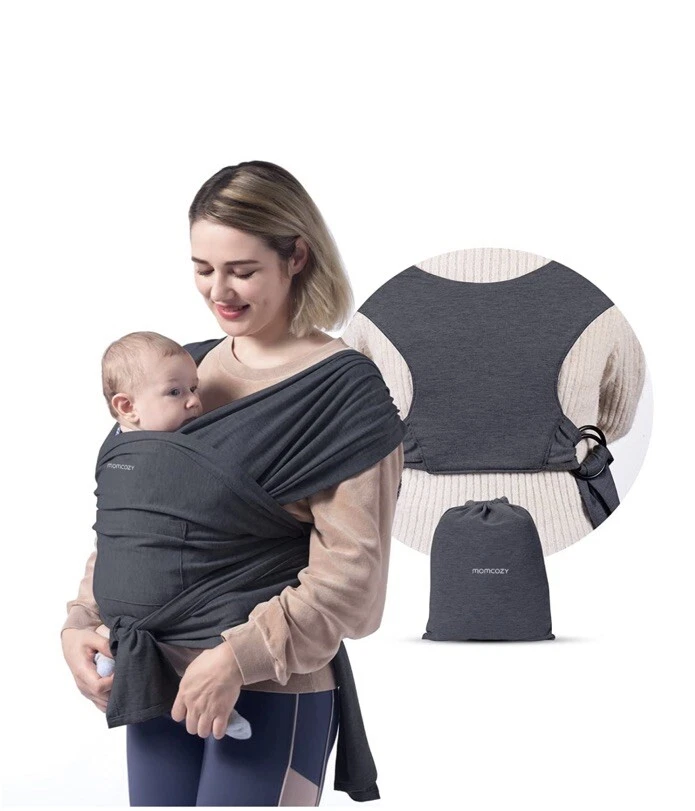 Momcozy Baby Wrap Carrier, for Newborn to Toddler 8-35 lbs, Deep Grey