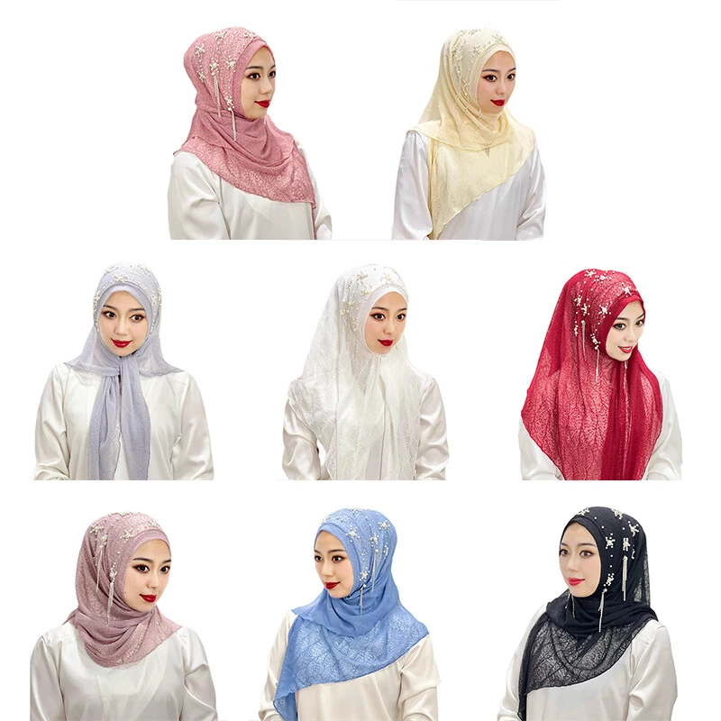 1 peça cachecol Amira uma peça turbante hijab muçulmano borla cabeça envoltório xale feminino - Imagem 3 de 4