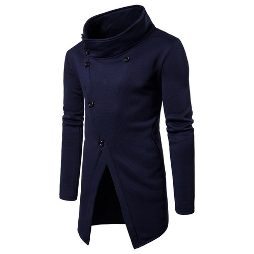 Chaqueta de abrigo de cuello alto manga larga para hombre de pecho único calce liso ajustado nueva B - Imagen 14 de 14